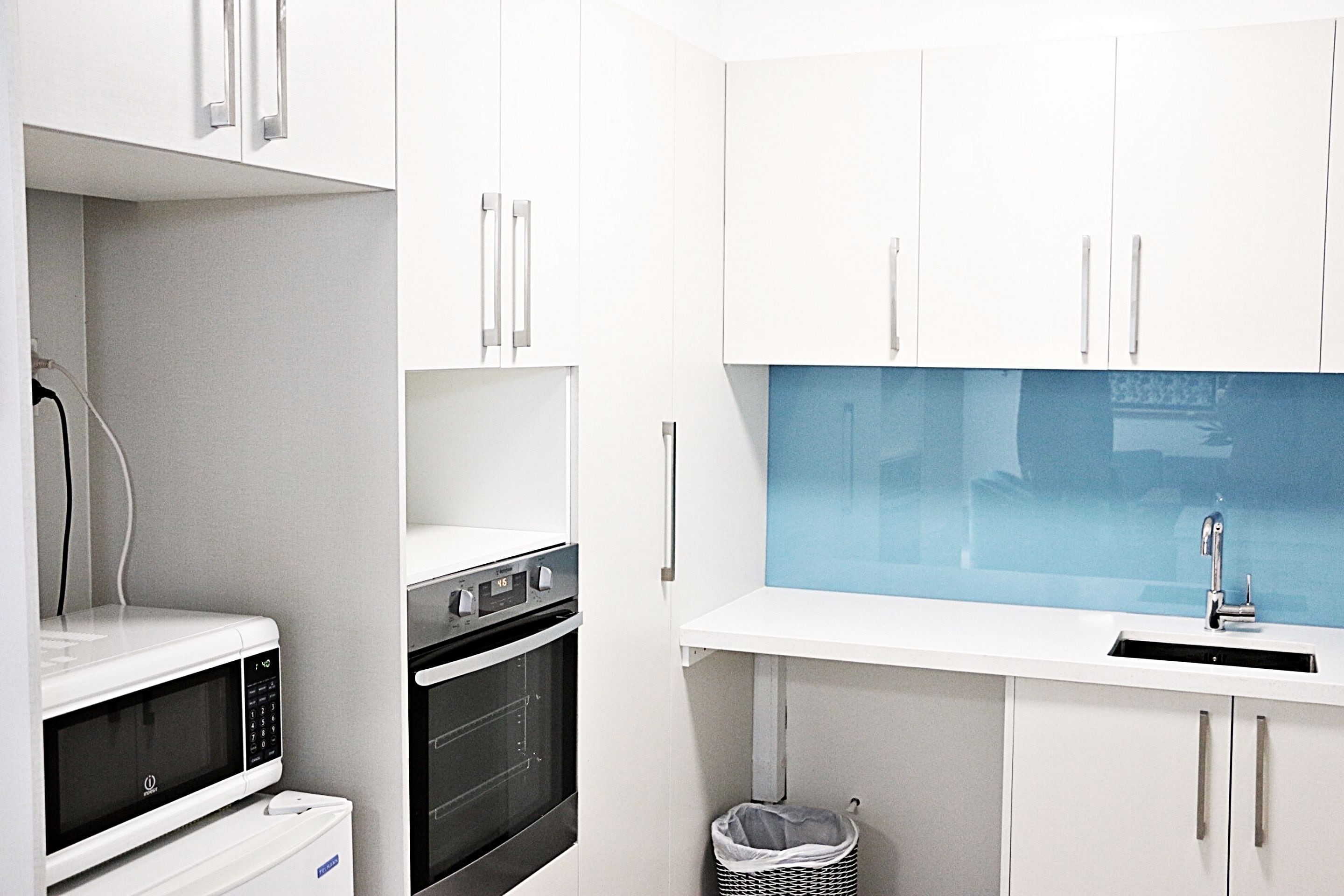 fridge, microwave, electric kettle, freezer