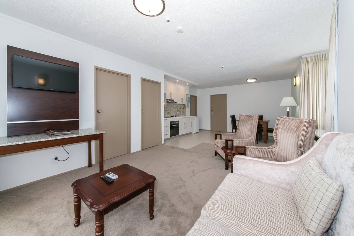 two-bedroom family room | living area | 32-inch tv with cable channels