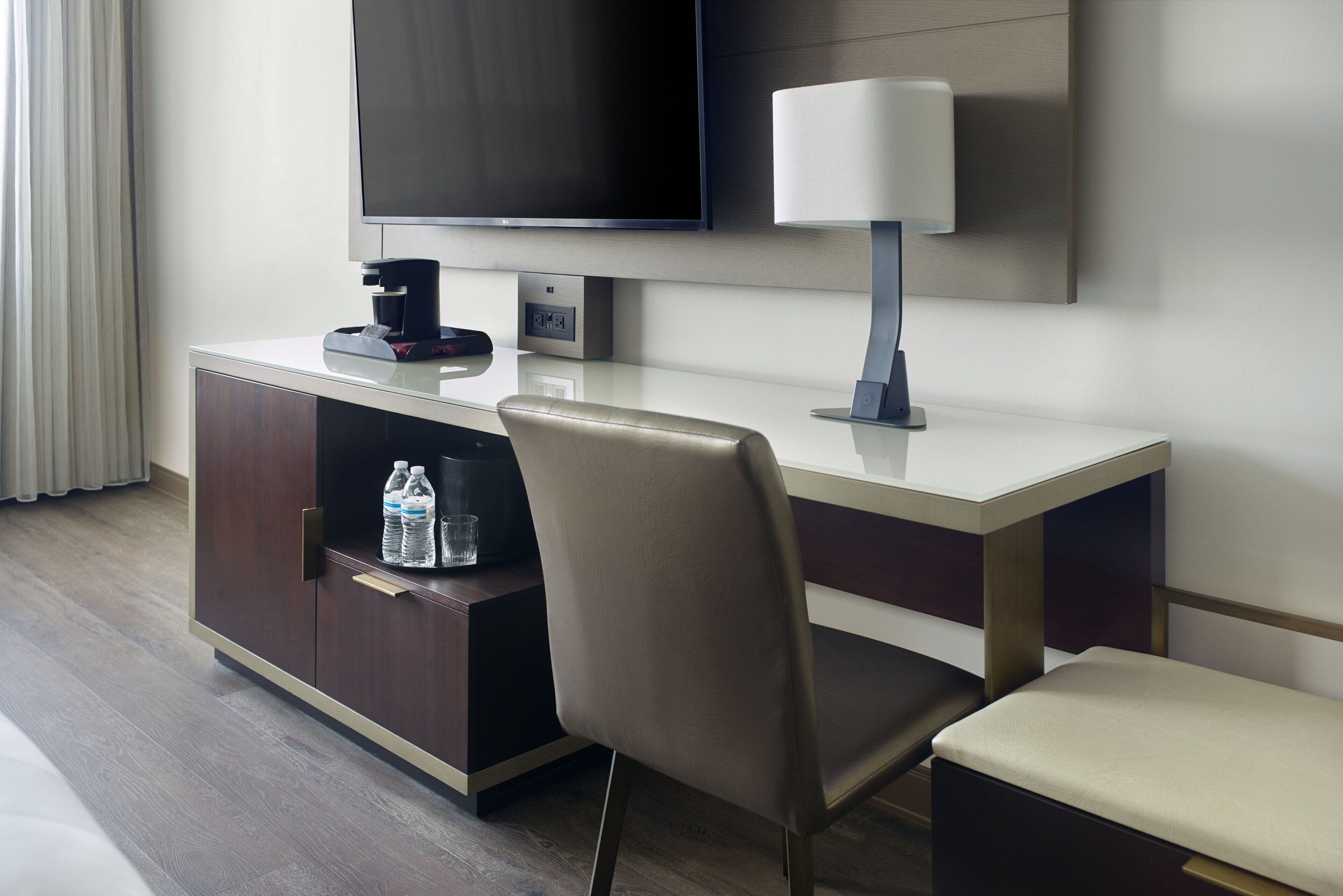 premium bedding, pillow-top beds, desk, iron/ironing board