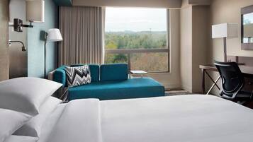 Premium bedding, down comforters, pillowtop beds, in-room safe