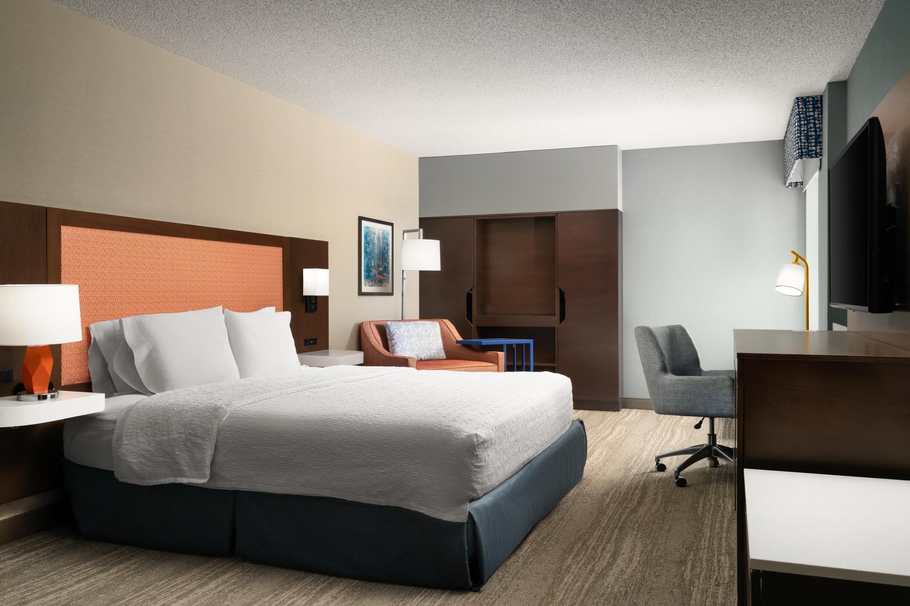 room, 1 king bed, accessible (roll-in shower) | desk, iron/ironing board, free wifi, alarm clocks