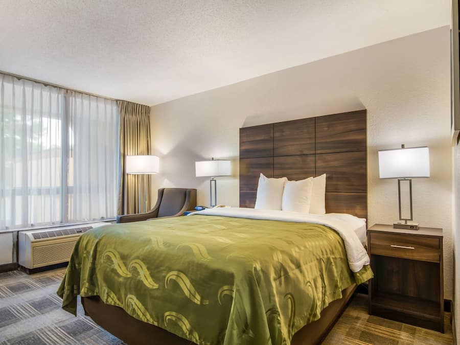 Standard Room, 1 Queen Bed, Non Smoking | In-room safe, desk, laptop workspace, iron/ironing board