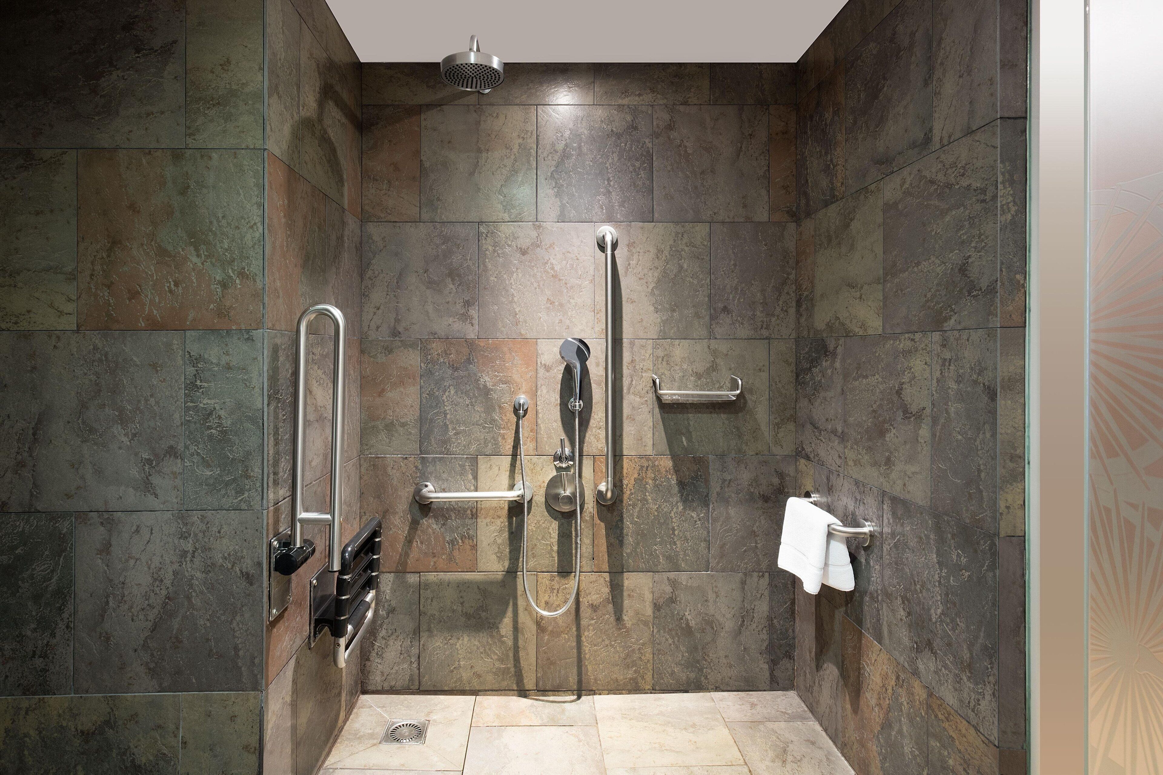 combined shower/bathtub, deep-soaking bathtub, rainfall showerhead