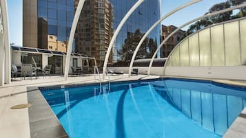 Outdoor pool, pool loungers