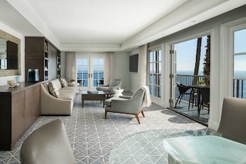Suite, 1 Bedroom, Non Smoking, Ocean View | Living area | 55-inch Smart TV with cable channels, TV at The Ritz-Carlton, Laguna Niguel