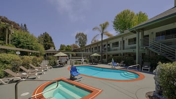 Outdoor pool, open 10:00 AM to 9:00 PM, pool umbrellas, sun loungers