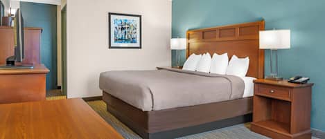 Room, 1 King Bed | Desk, iron/ironing board, free cribs/infant beds, rollaway beds