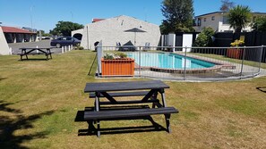 Outdoor pool, sun loungers