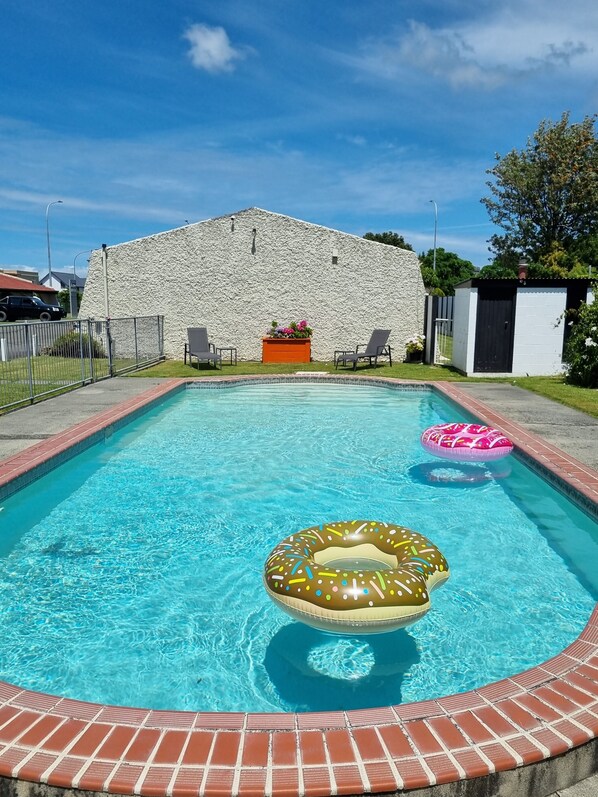 Outdoor pool, sun loungers