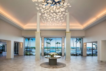 Hotel entrance and lobby at Hilton Marco Island Beach Resort and Spa