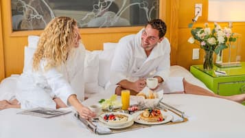Premium bedding, down comforters, minibar, in-room safe