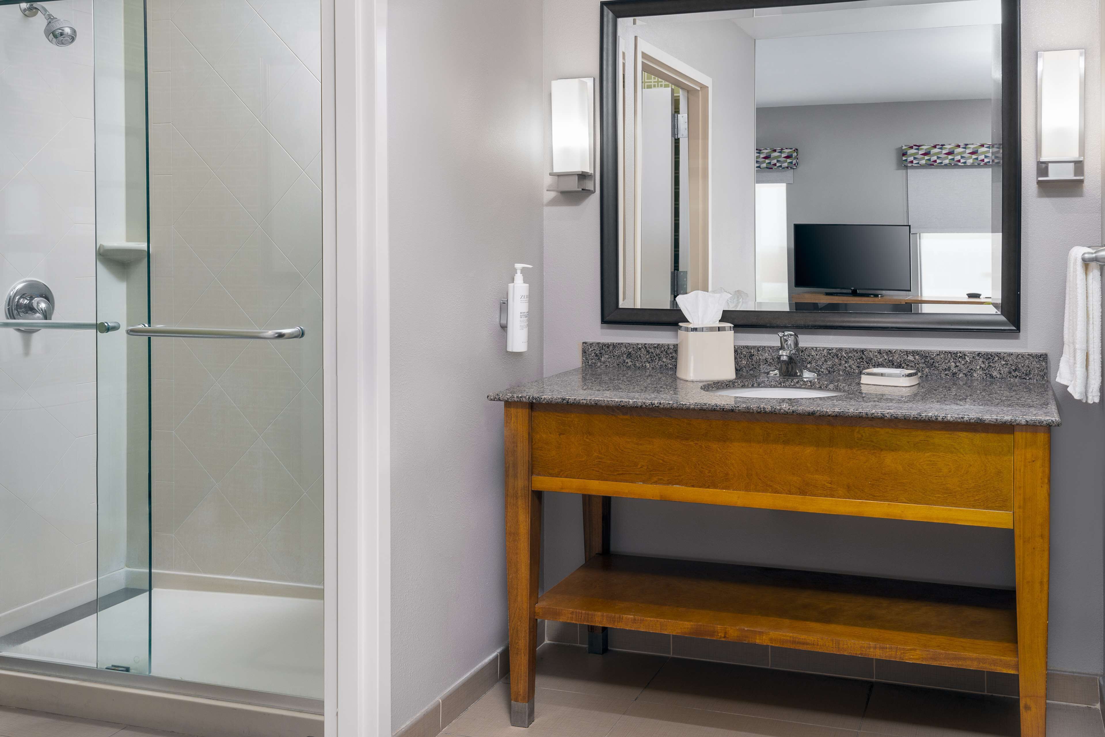 studio, 1 king bed, non smoking, refrigerator & microwave | bathroom | free toiletries, hair dryer, towels, soap