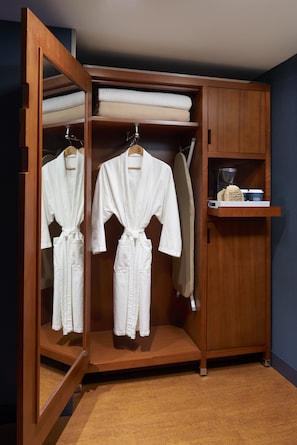 Premium bedding, pillow-top beds, desk, laptop workspace