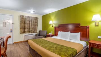 Desk, free WiFi, bed sheets