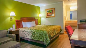 Desk, free WiFi, bed sheets