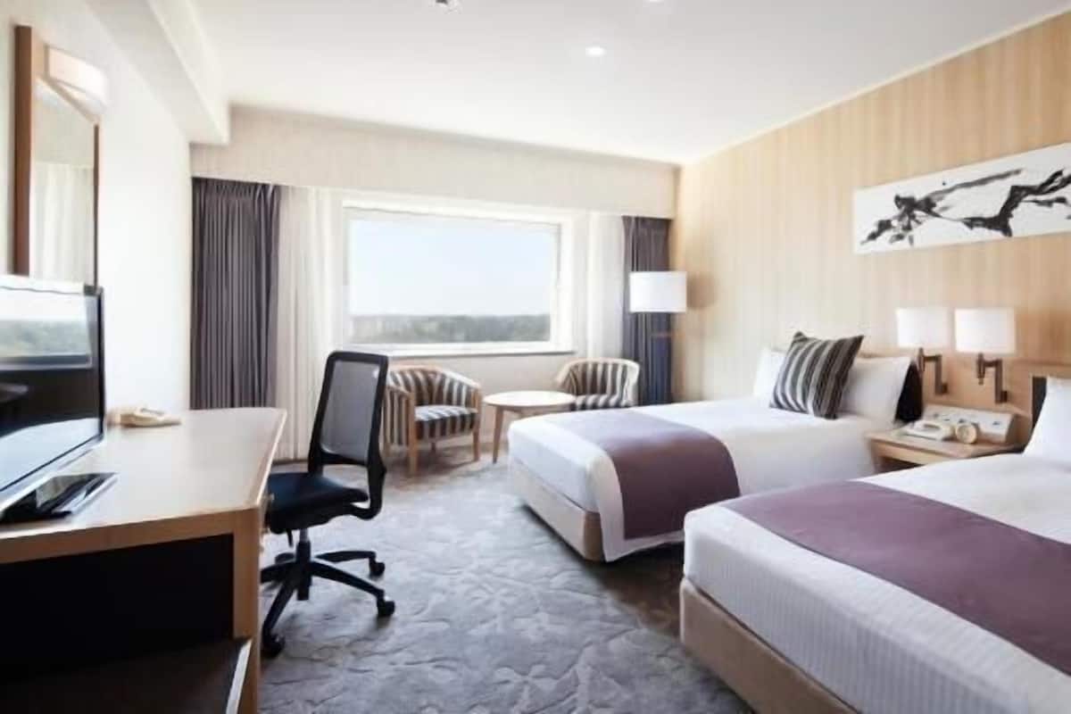 Desk, blackout drapes, soundproofing, iron/ironing board