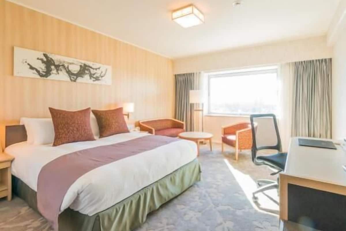 Desk, blackout drapes, soundproofing, iron/ironing board