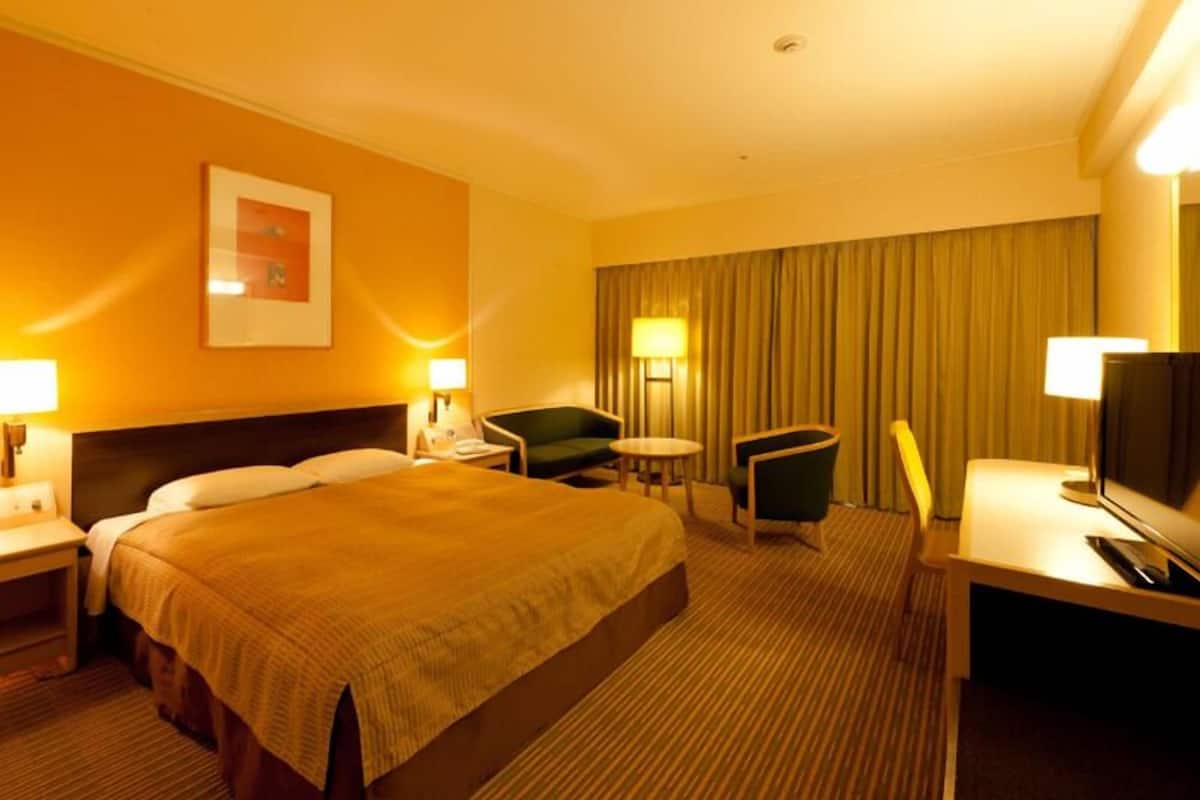 Desk, blackout drapes, soundproofing, iron/ironing board