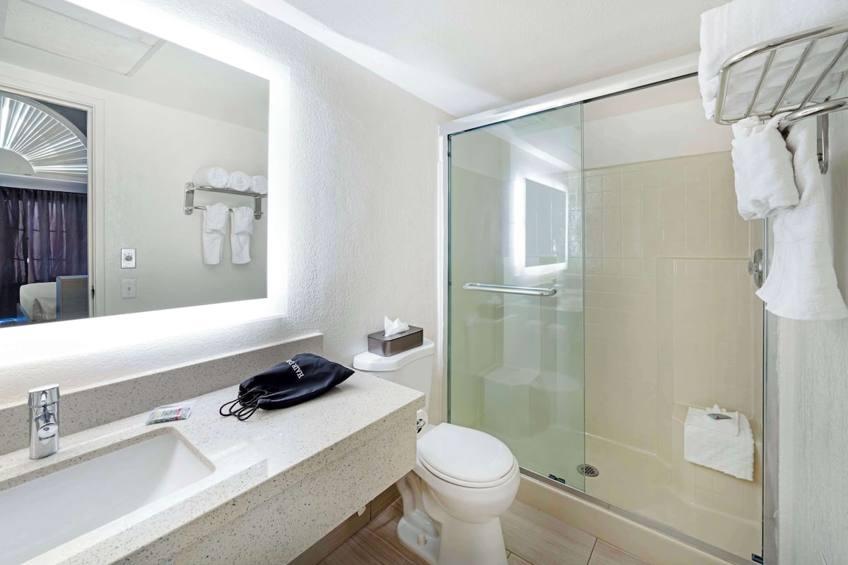 Free toiletries, hair dryer, towels, soap