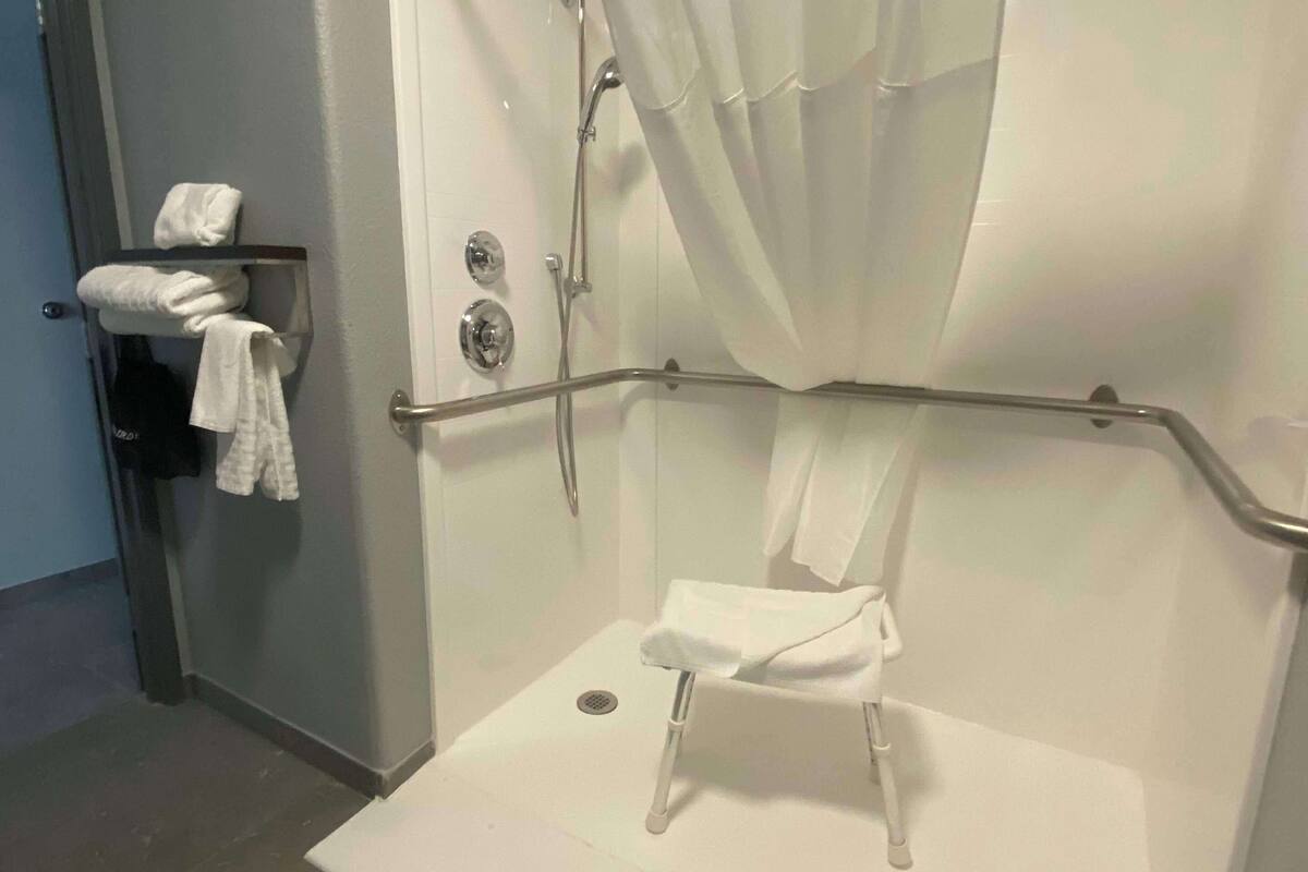 standard room, 1 king bed, accessible, non smoking | accessible bathroom