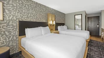 Standard Room, 2 Queen Beds, Non Smoking (Walk-in Shower) | Pillowtop beds, desk, laptop workspace, blackout drapes