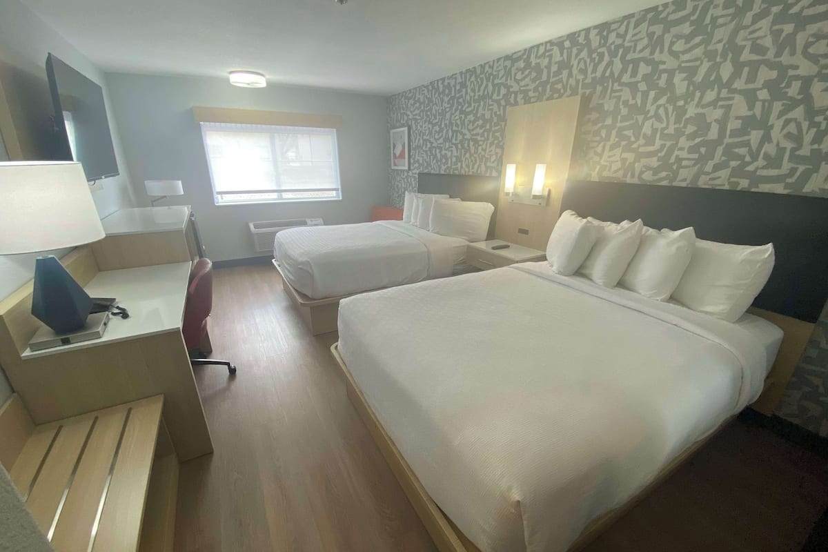 Standard Room, 2 Queen Beds, Non Smoking (Walk-in Shower;Pet Friendly) | Pillow-top beds, desk, laptop workspace, blackout curtains
