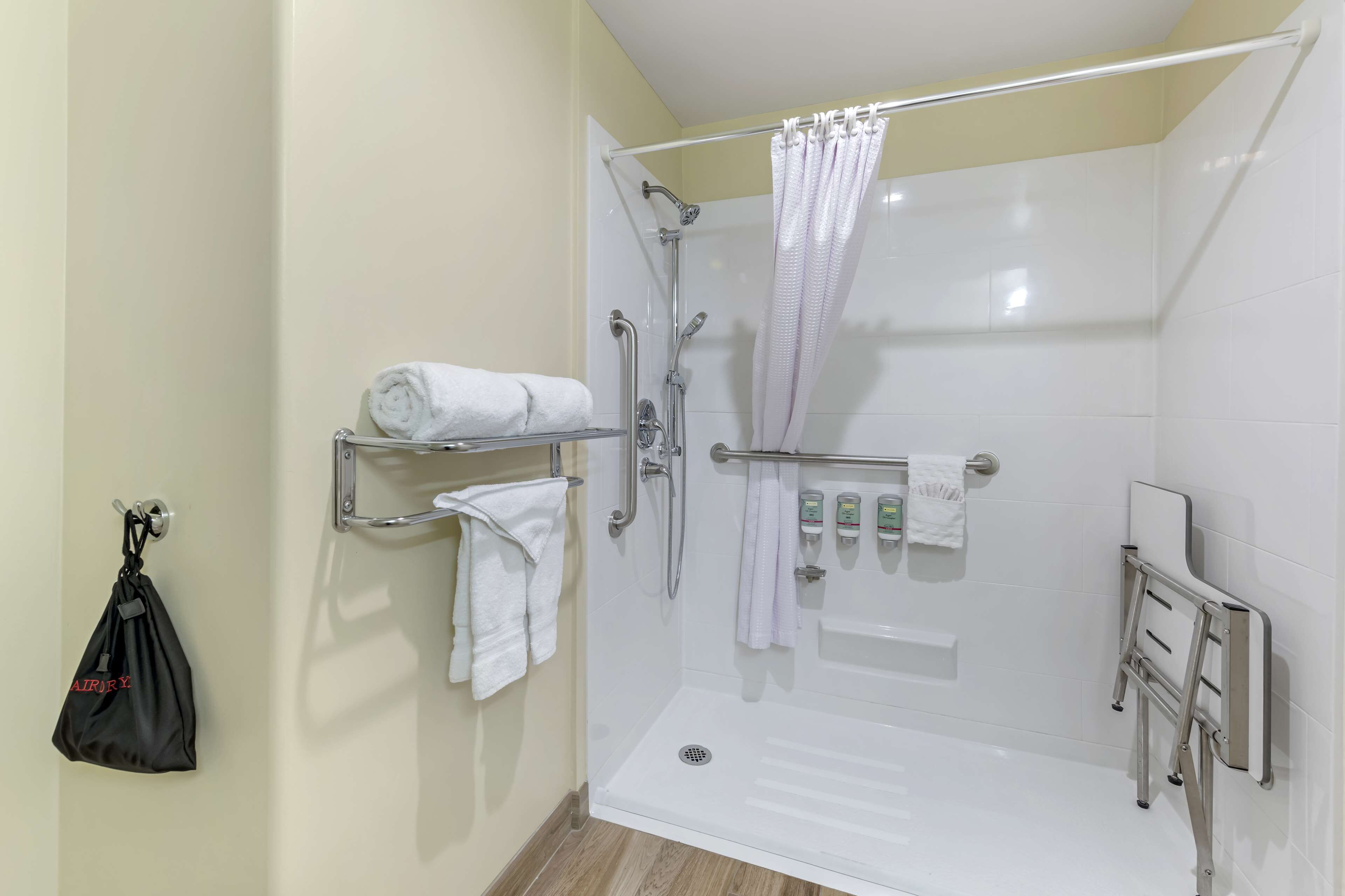 standard room, 1 king bed, accessible, non smoking | bathroom | combined shower/bathtub, deep-soaking bathtub, hydromassage showerhead