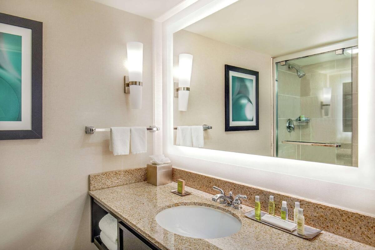 Baño | Secadora de cabello, toallas, jabón, shampoo