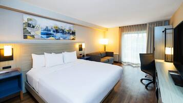 Premium bedding, desk, blackout drapes, iron/ironing board