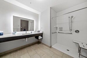 Suite, 1 King Bed, Roll-in Shower (Communications Accessible) | Bathroom | Free toiletries, hair dryer, towels - Holiday Inn Express & Suites Lakeland South by IHG (Lakeland)