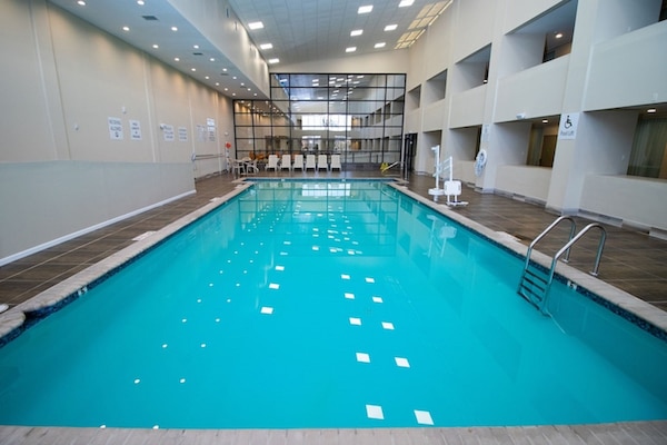 Indoor pool, open 9 AM to 11:00 PM, sun loungers