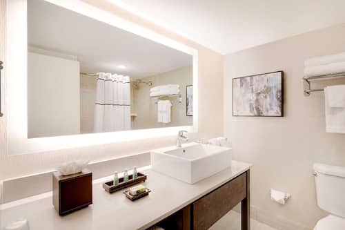 Eco-friendly toiletries, hair dryer, towels, soap