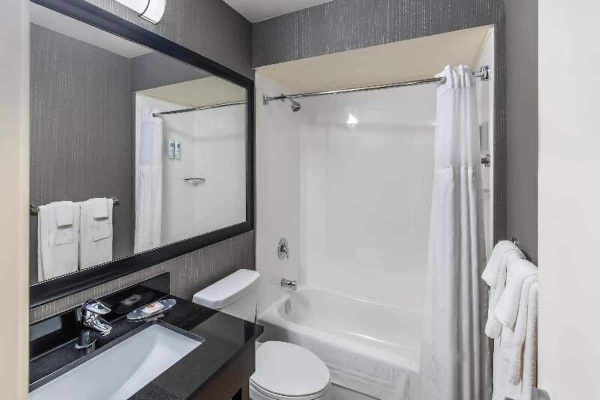 Baño | Tina con regadera, amenidades de baño gratuitas, secadora de cabello