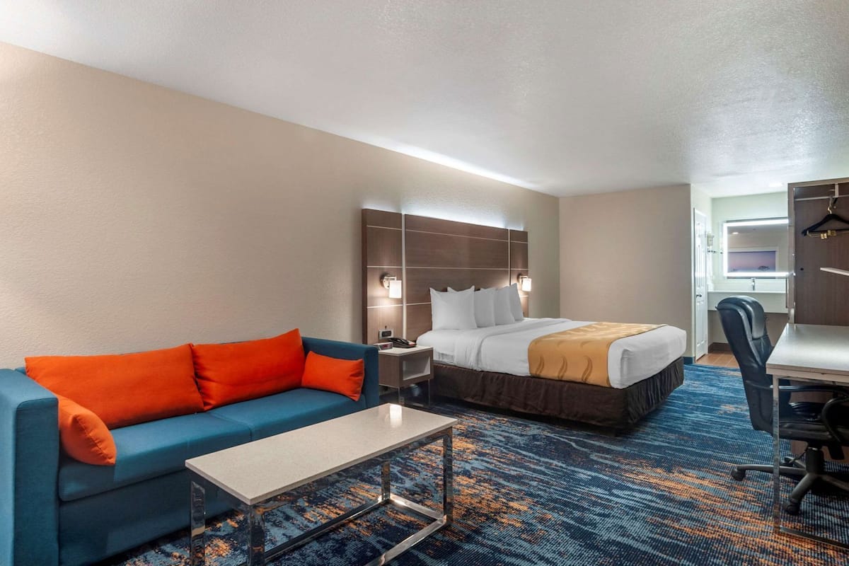 Down comforters, blackout drapes, iron/ironing board, free WiFi