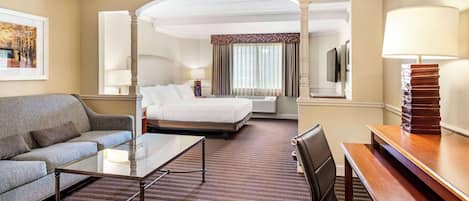 Suite, 1 King Bed, Accessible, Refrigerator & Microwave (with Sofabed) | Laptop workspace, iron/ironing board, rollaway beds, free WiFi