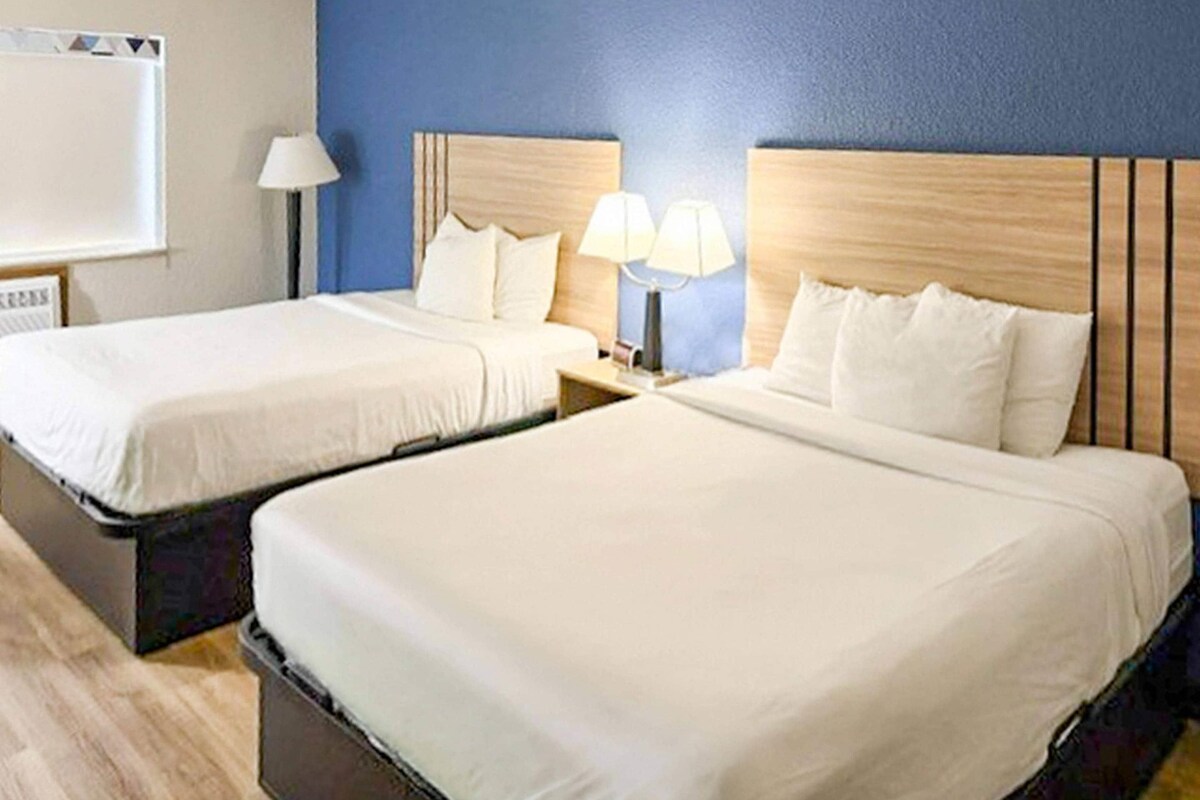 Standard Room, 2 Queen Beds, Non Smoking | Desk, blackout curtains, iron/ironing board, free cots/infant beds