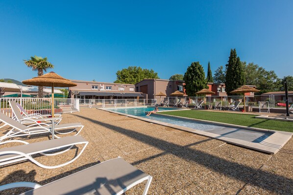 Outdoor pool, pool loungers