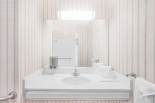 Bañera con ducha, artículos de tocador gratuitos, secador de pelo