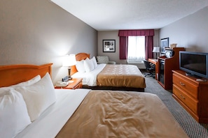 Standard Room, 2 Queen Beds, Non Smoking | In-room safe, desk, blackout drapes, iron/ironing board