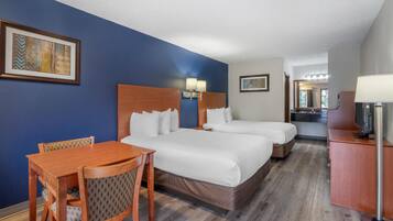 Standard Room, 2 Double Beds, Non Smoking, Refrigerator & Microwave | Pillowtop beds, desk, iron/ironing board, WiFi