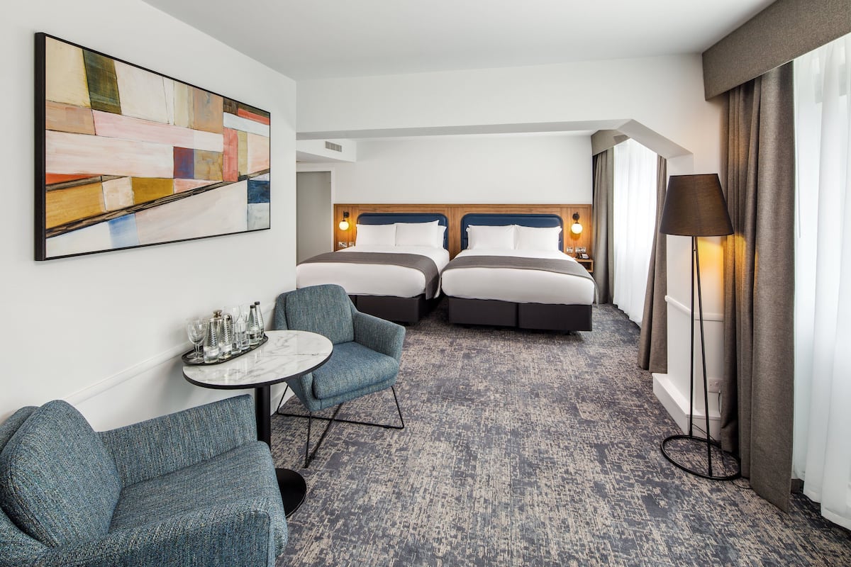 premium room, 2 double beds | 1 bedroom, in-room safe, desk, laptop workspace