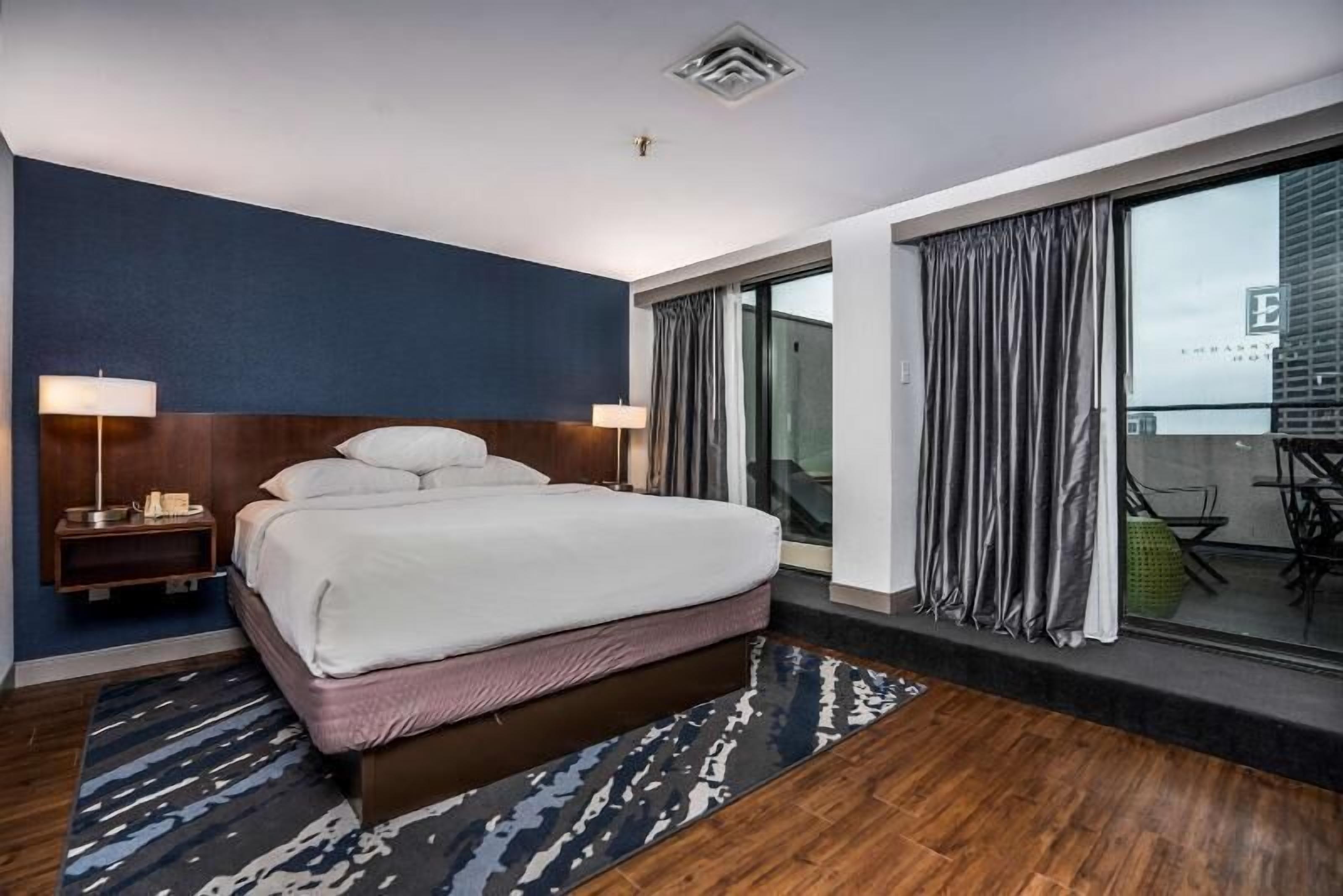 1 bedroom, desk, blackout drapes, iron/ironing board