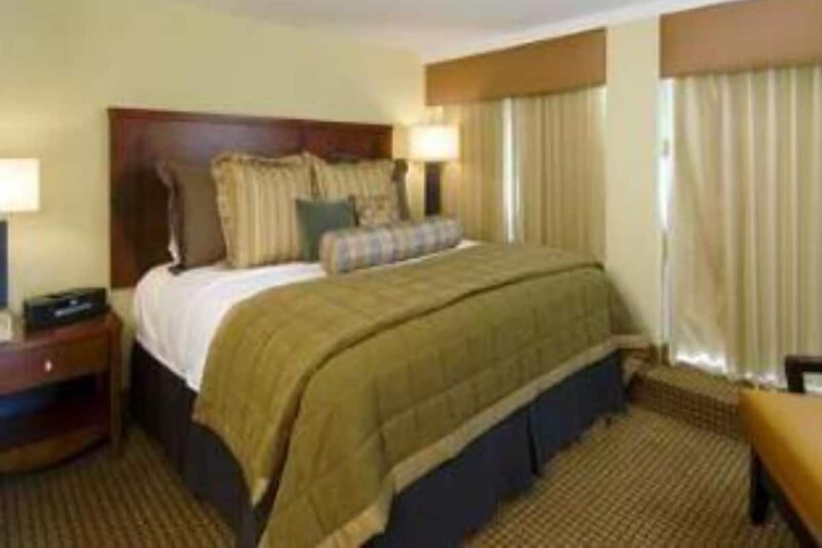 1 bedroom, desk, blackout drapes, iron/ironing board