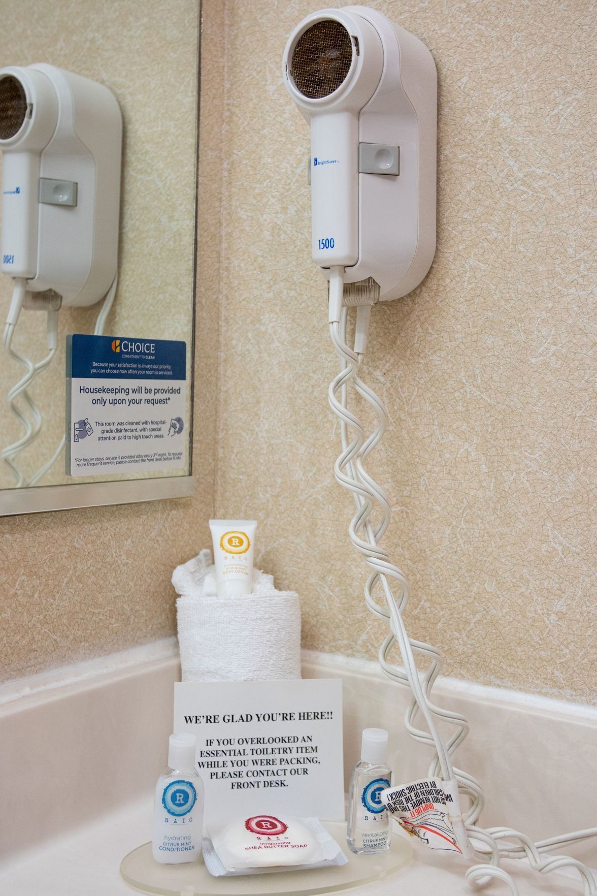 Bathroom amenities | Free toiletries, hair dryer, towels, soap