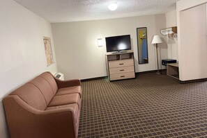 Desk, blackout drapes, iron/ironing board, free cribs/infant beds