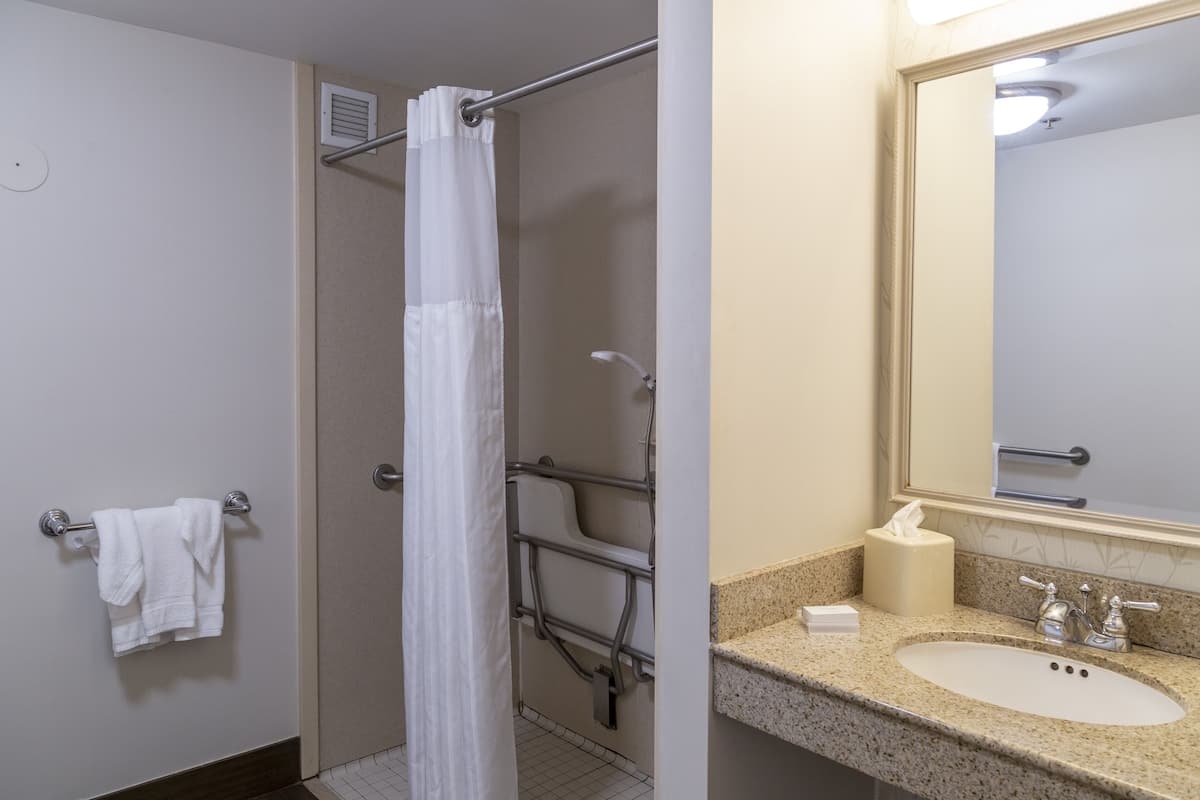 suite, 2 queen beds, accessible | bathroom | combined shower/bathtub, free toiletries, hair dryer, towels