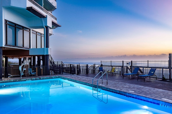 Outdoor pool, open 9:00 AM to 7:00 PM, sun loungers