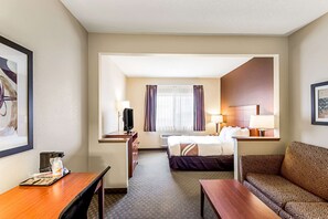 Suite 1 Queen NSmk Sofabed No Pets | Pillowtop beds, in-room safe, individually furnished, desk