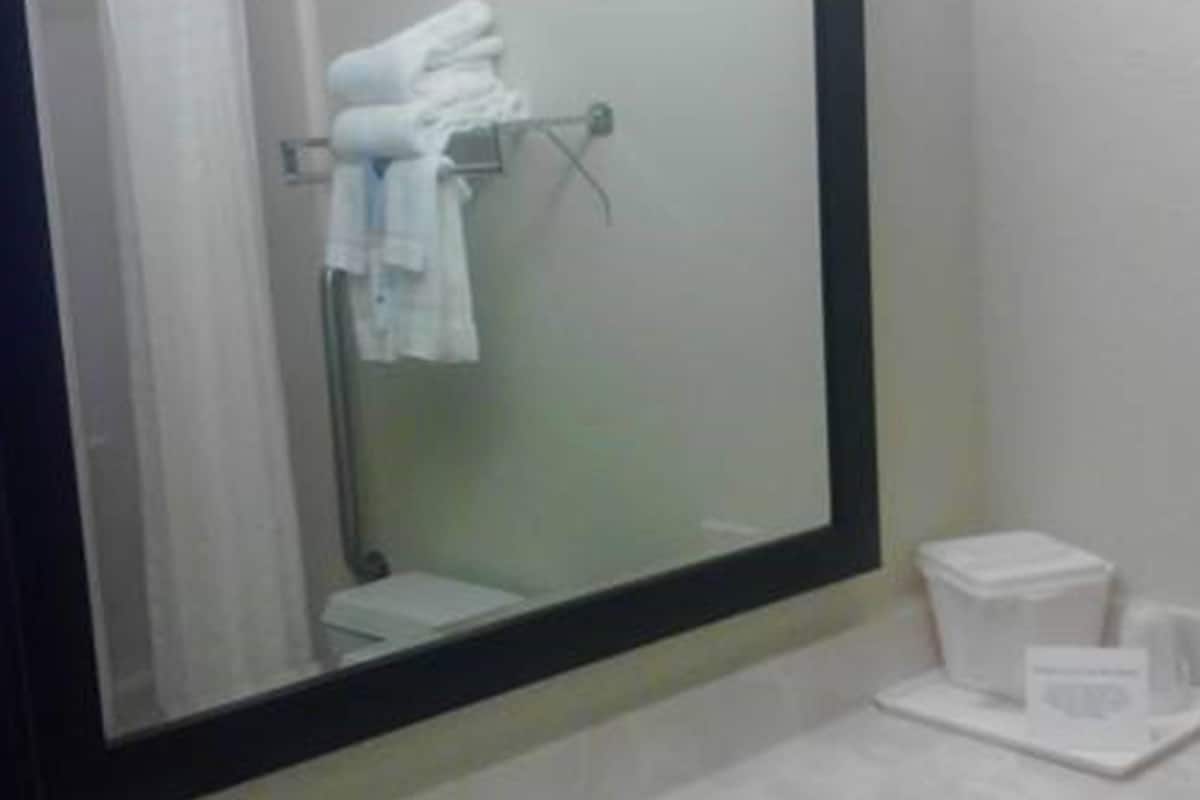 combined shower/bathtub, free toiletries, hair dryer, towels