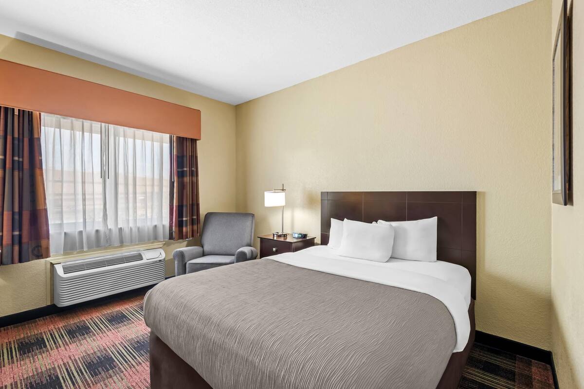 Hypo-allergenic bedding, desk, blackout curtains, soundproofing